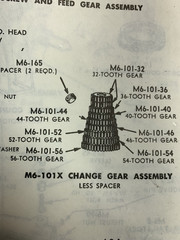 Atlas 618 Gear set unused original set of 9