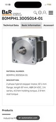 B&R Hybrid Stepper Motor 80MPH1.300S014-01 80VDC 3A 14mm Shaft 4-Wire