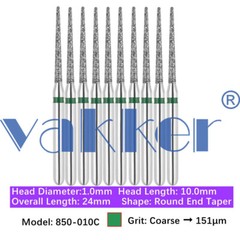 10pc/pk Diamond Burs Round Long Round End Taper Diamond Bur Fine Medium Coarse