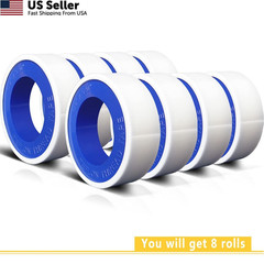 VOTMELL 8 Rolls 1/2 Inch(W) X 520 Inches(L) Teflon Plumbers 8 ROLLS, White