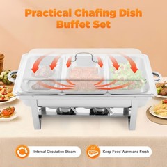 Catering Chafing Dish Food Warmer buffet set 316 Stainless Steel with 3 pan New