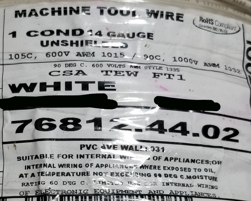 Carol 76812 #14awg Stranded Bare Copper PVC Hook Up Wire AWM MTW White /50ft