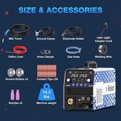 Reboot 250A 8-in-1 MIG/TIG/Stick 120/240V RBM2500 PRO+400A Holder,Full Kit
