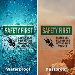 (2 Pack) Fasten Seat Belt Before Moving Vehicle OSHA Safety First Sign Decal