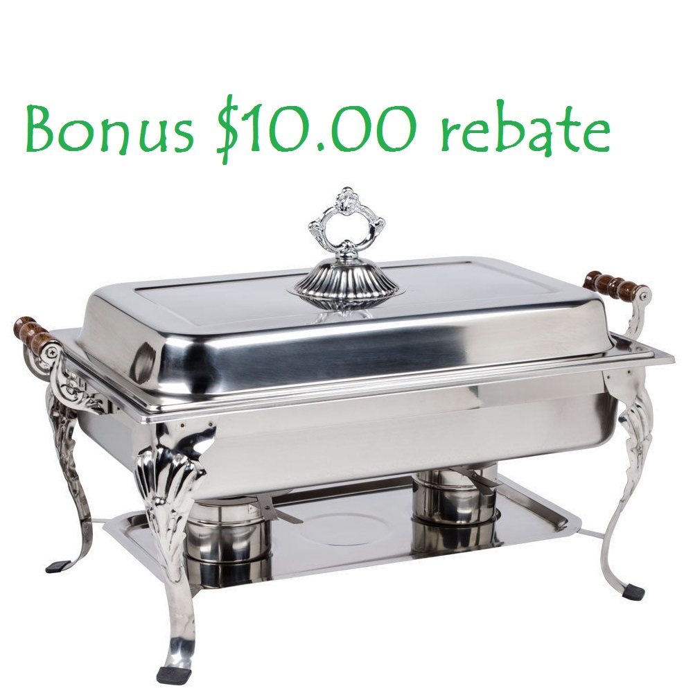 8QT CLASSIC Chafer Rectangular Chafing Dish Catering Buffet Food Tray + Rebate