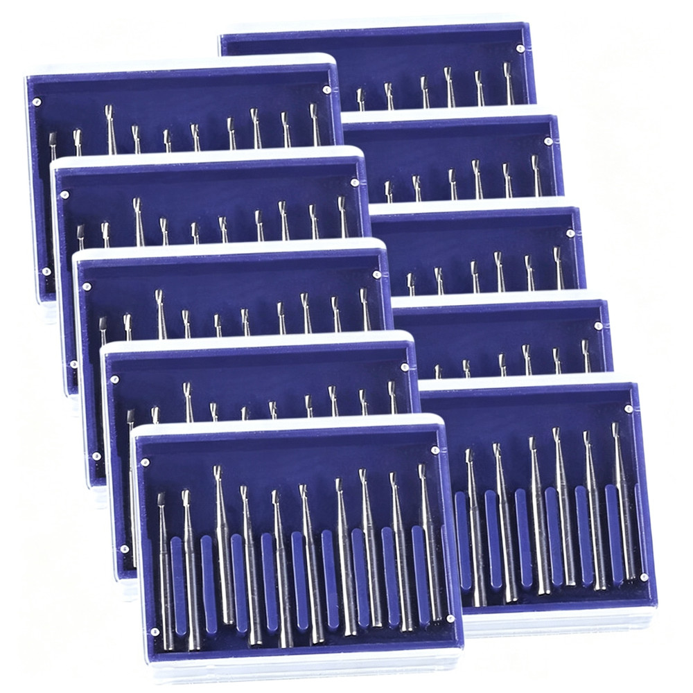 10x Dental Clinic High Speed FG Burs Tungsten Carbide Cutting Steel Drill 100Pcs