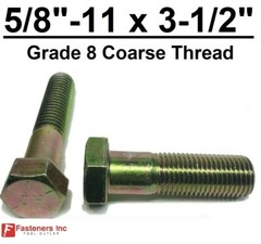5/8-11 x 3-1/2″ Hex Bolt Yellow Zinc Plated Grade 8 Cap Screw Coarse Thread