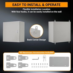 12″-24″ Waterproof Electrical Box IP66, Titanium Steel, Lockable, Rust-Resistant