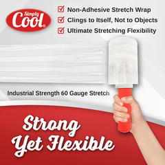12 Pack Industrial Strength Mini Hand Stretch Wrap with 2 Plastic Handles, 60 Ga