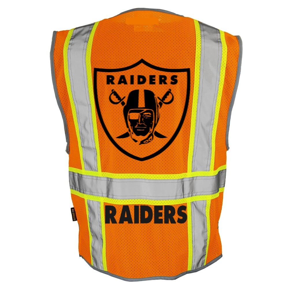 🏈🦺LAS VEGAS RAIDERS WORK SAFETY PPE REFLECTIVE VEST LOGO SIZE M-4XL ORANGE