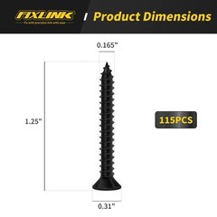 Wood Screws 1-1/4 Inch, 115 PCS Premium Flat Head Phillips Black Wood Screws,…