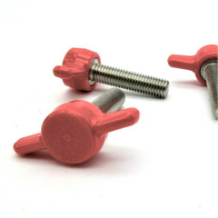 1/4-20 x 1″ Red Thumb Screws Wing Knob Delrin Head Stainless Stud Industrial