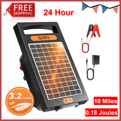 24 Hour Solar Electric Fence Charger 10 Miles Up to 10200V Output Range Electric