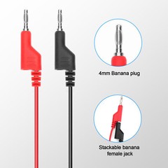 5/10/15PCS 4mm 3.3FT Stackable Banana Plug To Test Wire Hook Clip Test Leads NEW