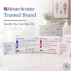 Henry Schein Medium Alcohol Prep Pads, 70% IPA, 200 Count (Pack of 1), White