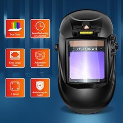 Panoramic 180° View True Color Auto Darkening Welding Helmet with 4 Arc Sensors