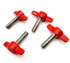 5/16″ x 1″ Thumb Screw T Bolts Red Butterfly Tee Wing Knob Stainless 4 Pack