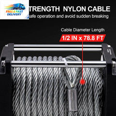 Hydraulic Winch 1/2″X78Ft Steel Cable – BMR100 Motor, 36:1 Gear Ratio – Great fo