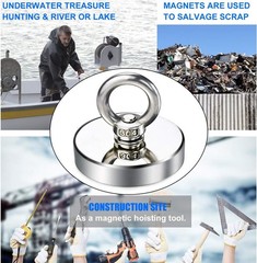 Strong Neodymium Fishing Magnets 300 lbs(136 KG) Pulling Force Rare Earth Magnet