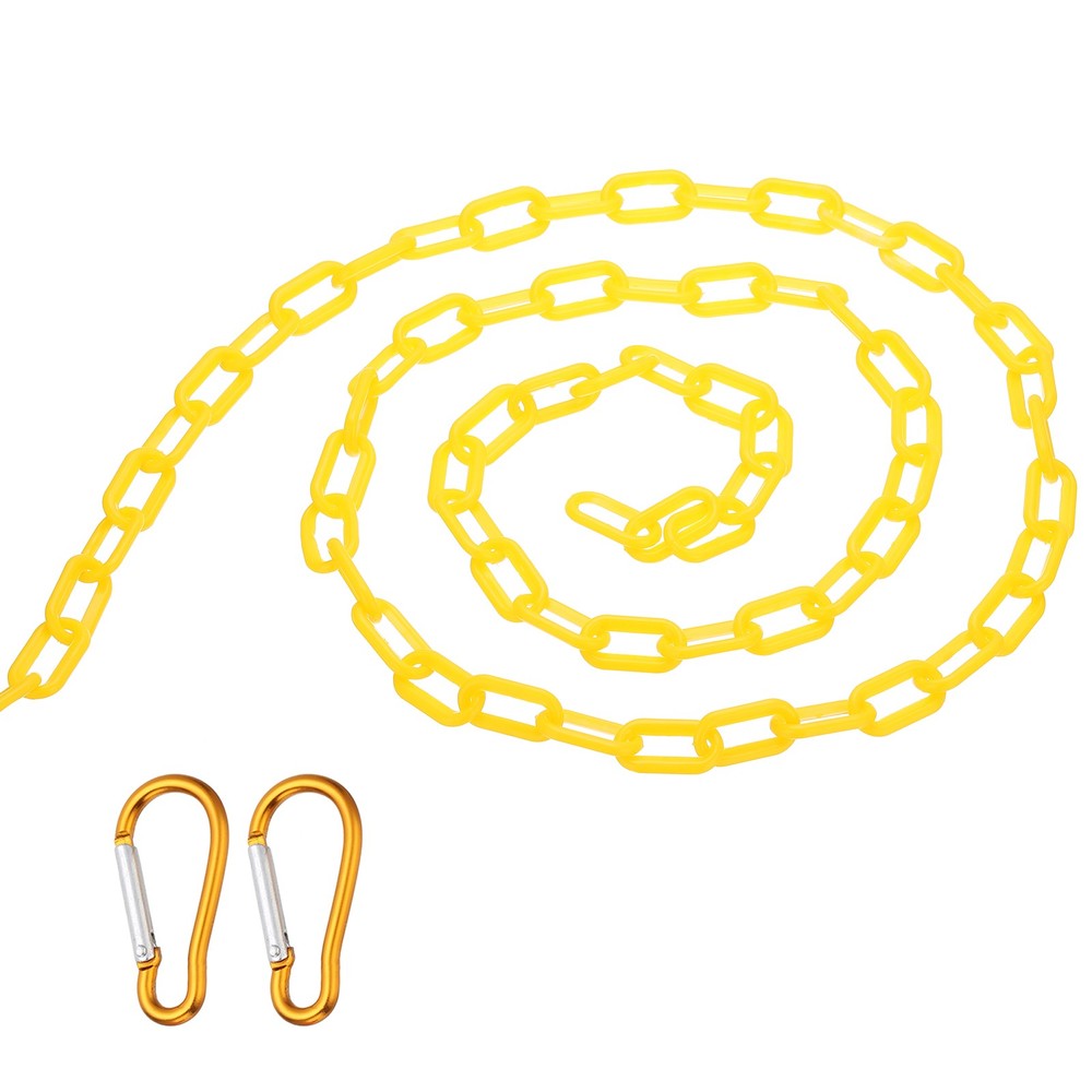 2Pcs Total 20Ft Plastic Safety Barrier Chain 4 Hooks, Yellow