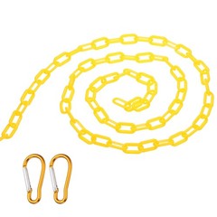 2Pcs Total 20Ft Plastic Safety Barrier Chain 4 Hooks, Yellow