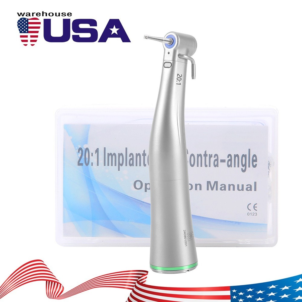 Dental 20:1 LED Fiber Optic Low Speed Implant System Contra Angle Handpiece