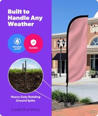 Lookourway Feather Flag Pole Kit – 7 Feet Tall Advertising Flag Banner