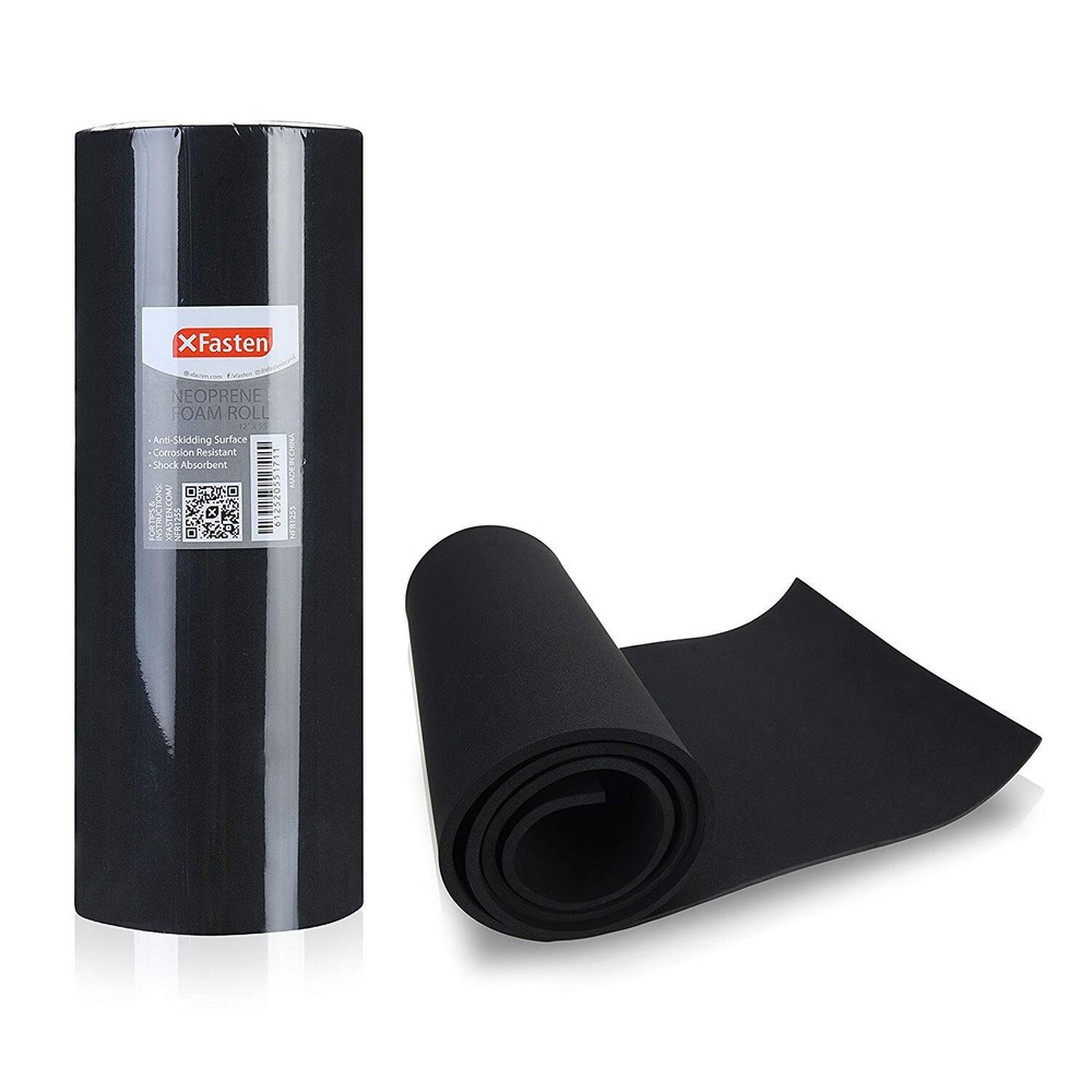 XFasten Neoprene Sponge Foam Rubber Sheet Roll, Black, 1/4-Inch Thick, 12″ x 55″