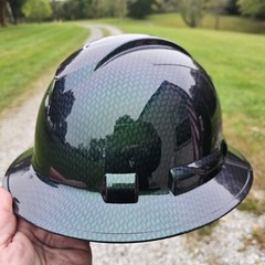full brim hard hat custom hydro dipped IN CHAMELEON FLIP FLOP CARBON FIBER
