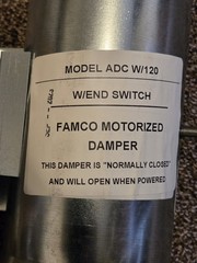 FAMCO ADC4120ES Motorized Damper Power Open 4 Inch 120 Volt W/End Switch