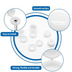 Screw Cover Caps 100PCS Hinged Plastic Snap Caps Washer Furniture White Cover US