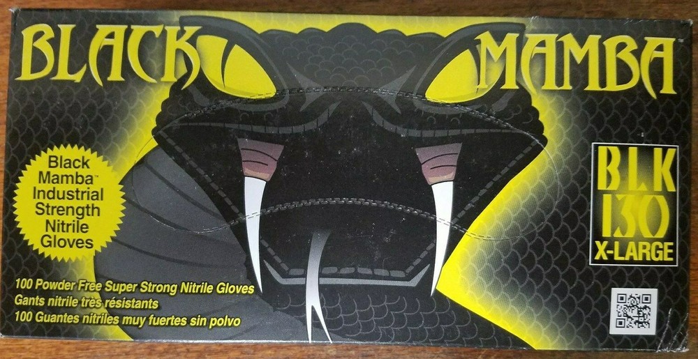 X-LARGE Black Mamba Gloves (100 per box); Disposable Nitrile Mechanic Glove;HVAC