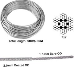 Outdoor Turnbuckle Wire Tensioner Kit 1/16 Vinyl Coated 100Ft Stainless Steel