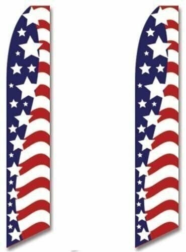 2 (two) Pack Tall Swooper Flags USA America American Stars Stripes