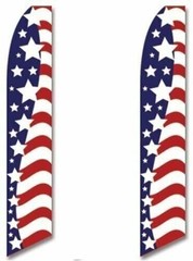 2 (two) Pack Tall Swooper Flags USA America American Stars Stripes
