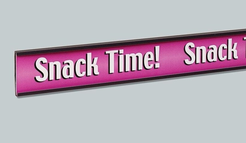 Stick on C Channel Price Tag or UPC Label Holder Insert Strips- Adhesive -BLACK