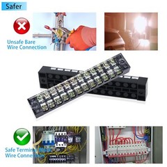 5Pcs Dual Row 12 Positions Screw Terminal Electric Barrier Strip Block 15A 600V
