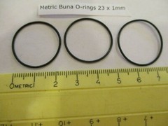 23mm ID x 25mm OD x 1mm thick O-ring. Buna-70. Quan 3.
