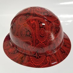 full brim hard hat custom hydro dipped IN TRUE RED BANDANA PRINT SUPER COLOR