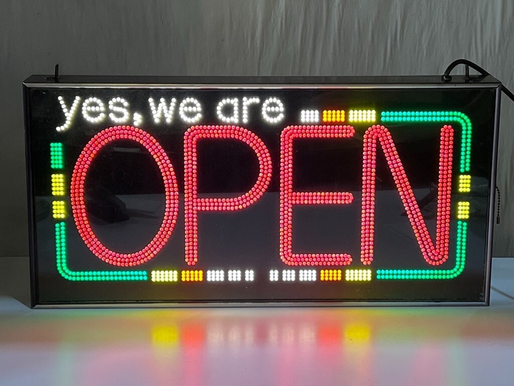 Fiber Does, Inc. Model OS3 – Yes, We Are Open – Fluorescent Lighted Retail Sign