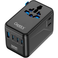 6 in 1 International Power Adapter with PD 140W USB-, 1x USB-A, 3X , Universa…