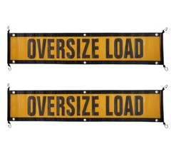 2Pk 12″x60″ Oversize Load Sign Banner for Trucks w/ Bungee Cord