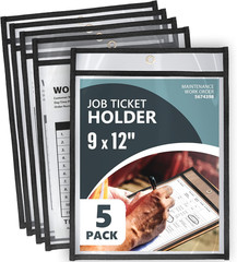 5 Pack Job Ticket Holders 9X12 – Work Order Plastic Sleeves for Documents – Shop