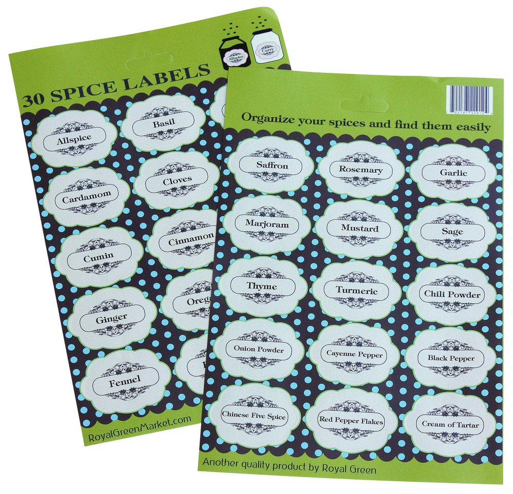 Self Adhesive Labels for Spice Jars and Bottles Permanent Spice printed Stickers