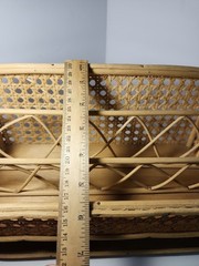 Vintage Bamboo & Rattan Cane Wood Surface Top Desk Top Letter Organizer