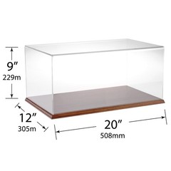 Plymor Clear Acrylic Display Case with Hardwood Base, 20″ W x 12″ D x 9″ H