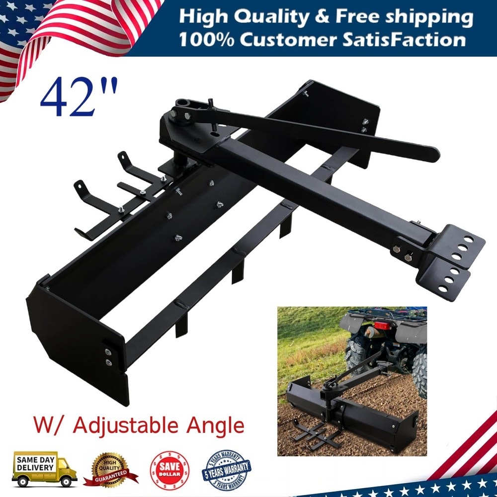 42″ Tow Behind Box Scraper Blade Rust Resistant Lawn Tractor W/ Adjustable Angle