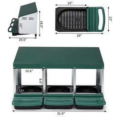 LEADZM Chicken Nesting Boxes 3 Hole Metal Chicken Egg Laying Box