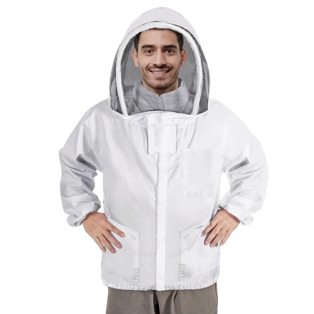 Beekeeping Jacket for Men Women,Polycotton Bee Jacket with Veil Hood,Beekeeper J