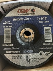 CGW Abrasives Cut-Off Wheel 45008 – 7 in x 1/16 x7/8 – T-27 ZA-60-S-BF (25pcs)